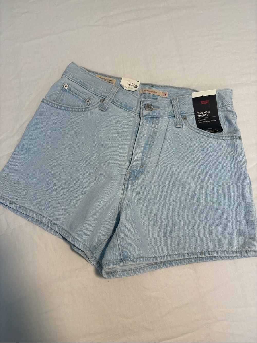 Levi's Light Blue High-Rise Mom Denim Shorts